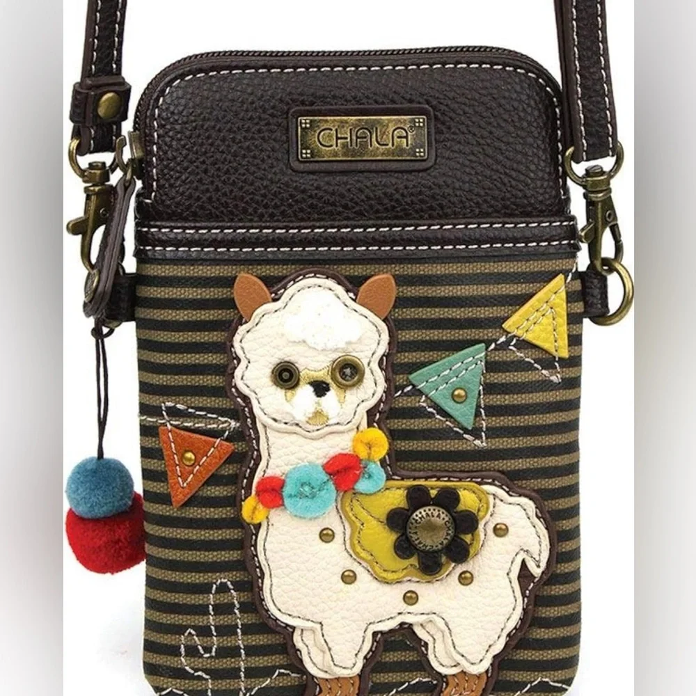 Chala Handbags Llama Striped Cellphone Crossbody Handbag - Llama Collector - Picture 1 of 6
